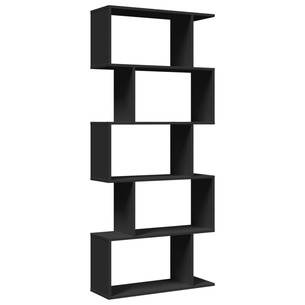 Étagère séparatrice de pièce à 5 niveaux noir 70x24x161 cm