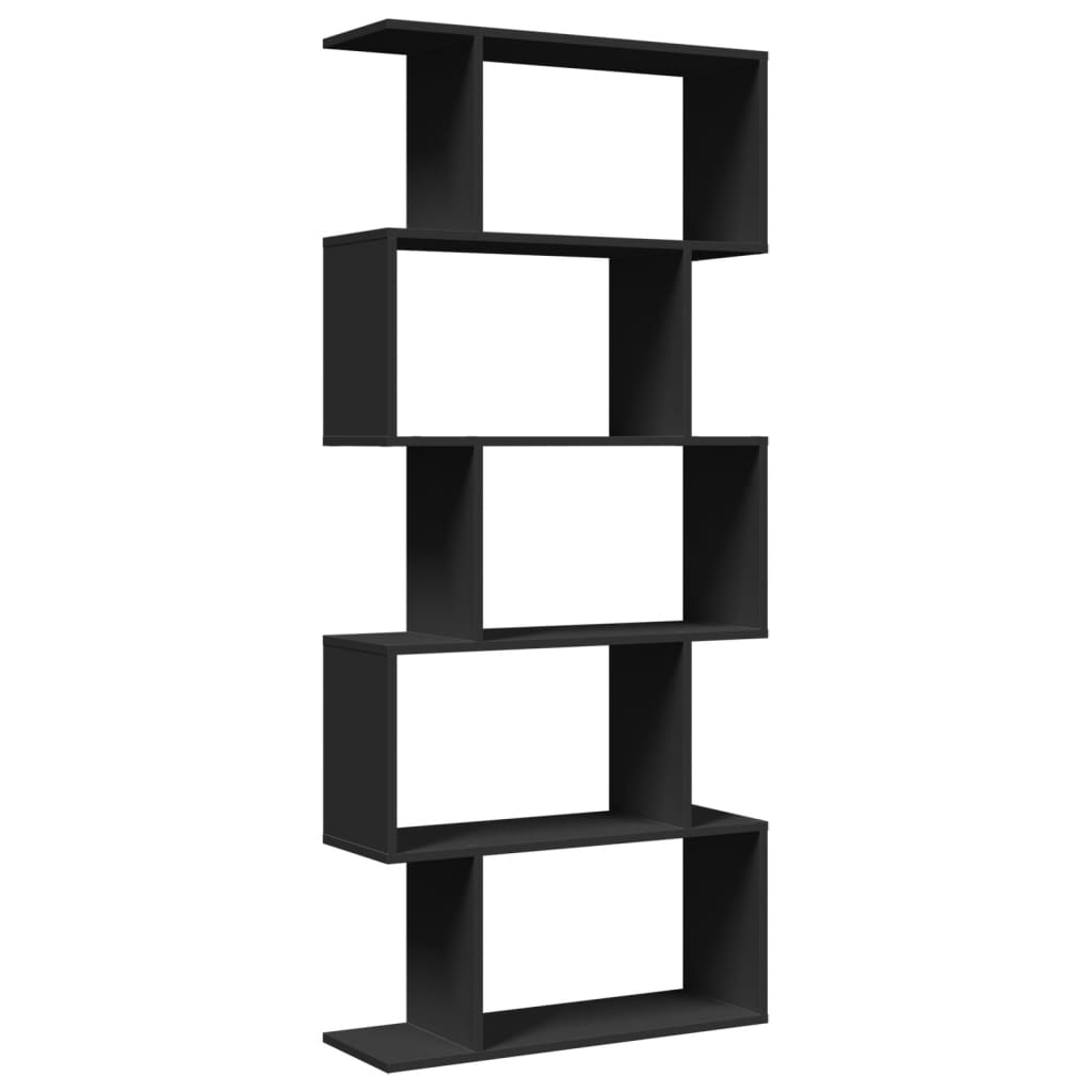 Étagère séparatrice de pièce à 5 niveaux noir 70x24x161 cm