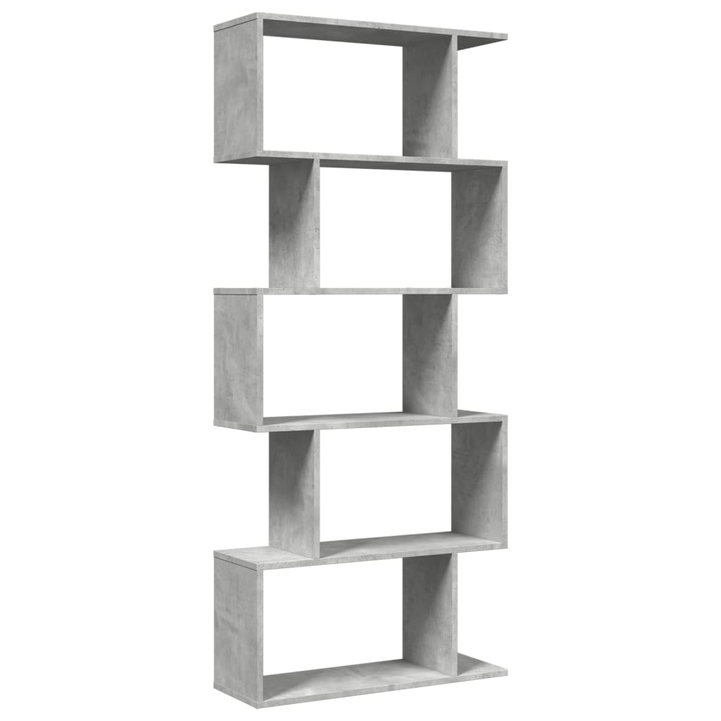 Étagère séparatrice de pièce à 5 niveaux gris béton 70x24x161cm