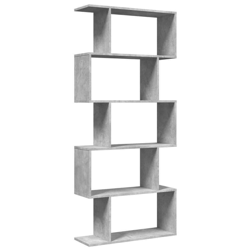 Étagère séparatrice de pièce à 5 niveaux gris béton 70x24x161cm