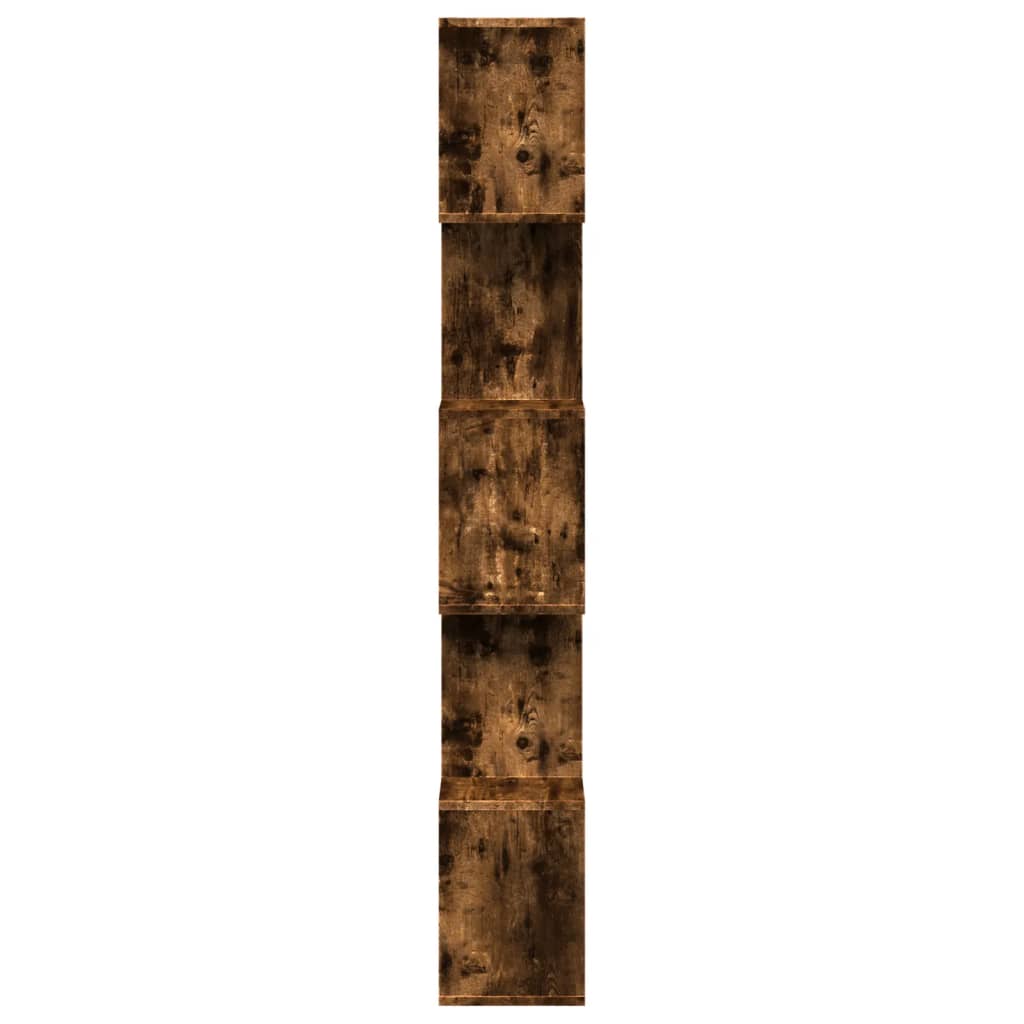 Étagère séparatrice de pièce à 5 niveaux chêne fumé 70x24x161cm