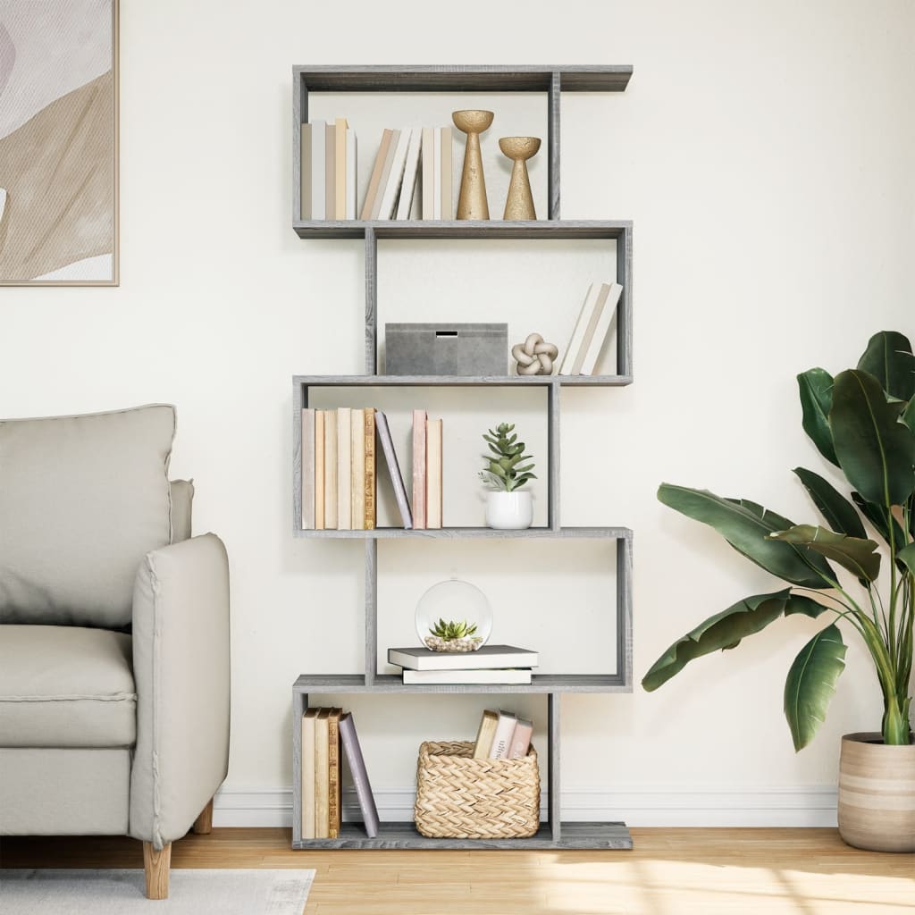 Étagère séparatrice de pièce 5 niveaux sonoma gris 70x24x161 cm