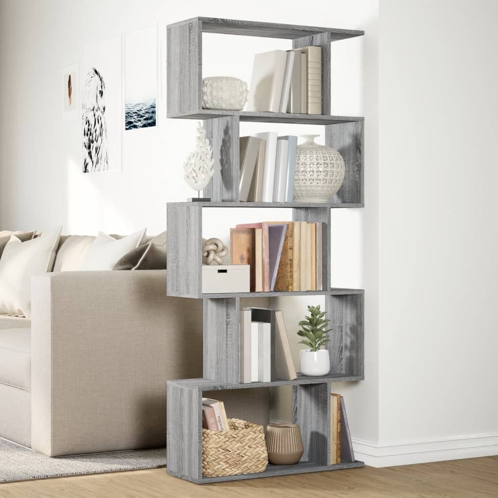 Étagère séparatrice de pièce 5 niveaux sonoma gris 70x24x161 cm