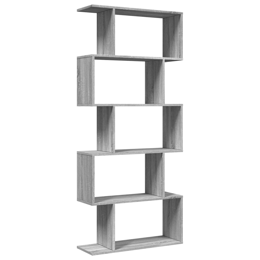 Étagère séparatrice de pièce 5 niveaux sonoma gris 70x24x161 cm