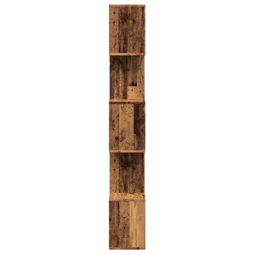 Étagère séparatrice de pièce à 5 niveaux vieux bois 70x24x161cm