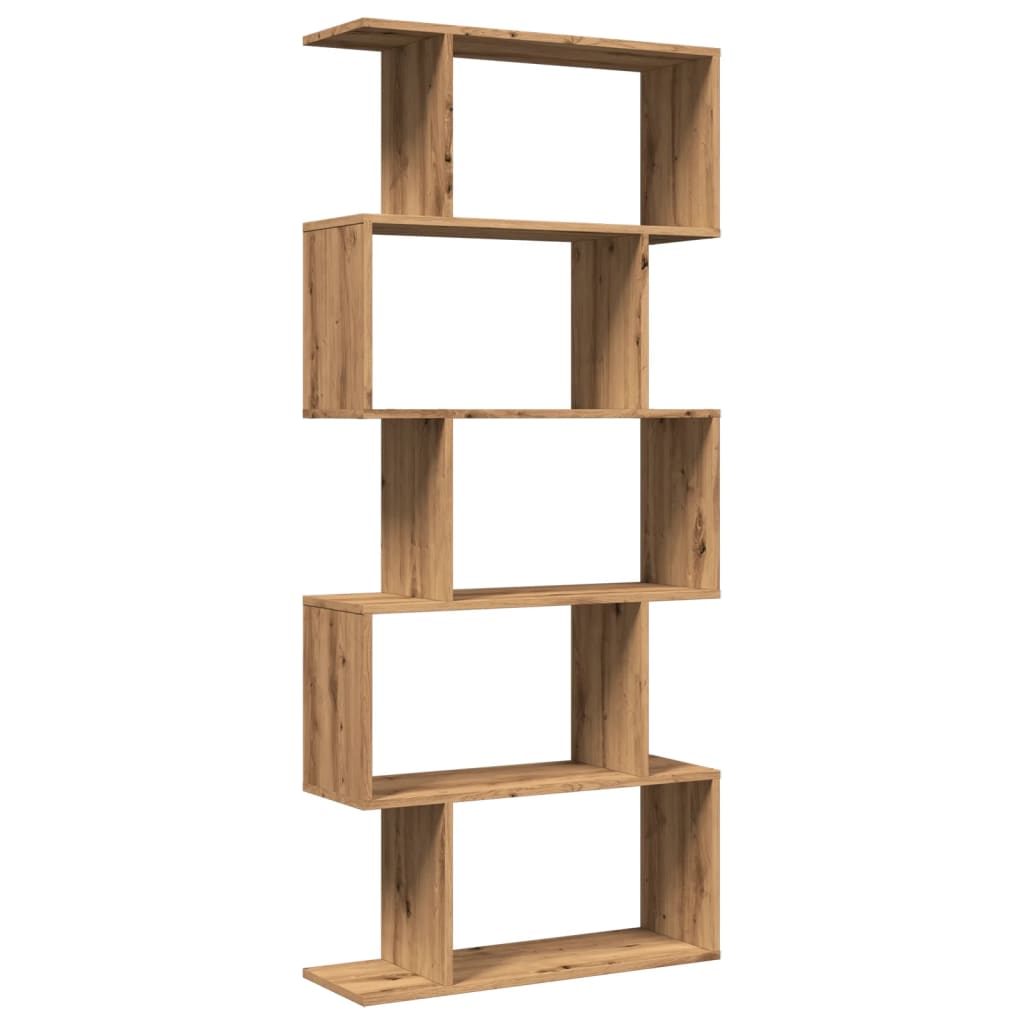 Étagère séparatrice de pièce à 5 niveaux chêne artisanal