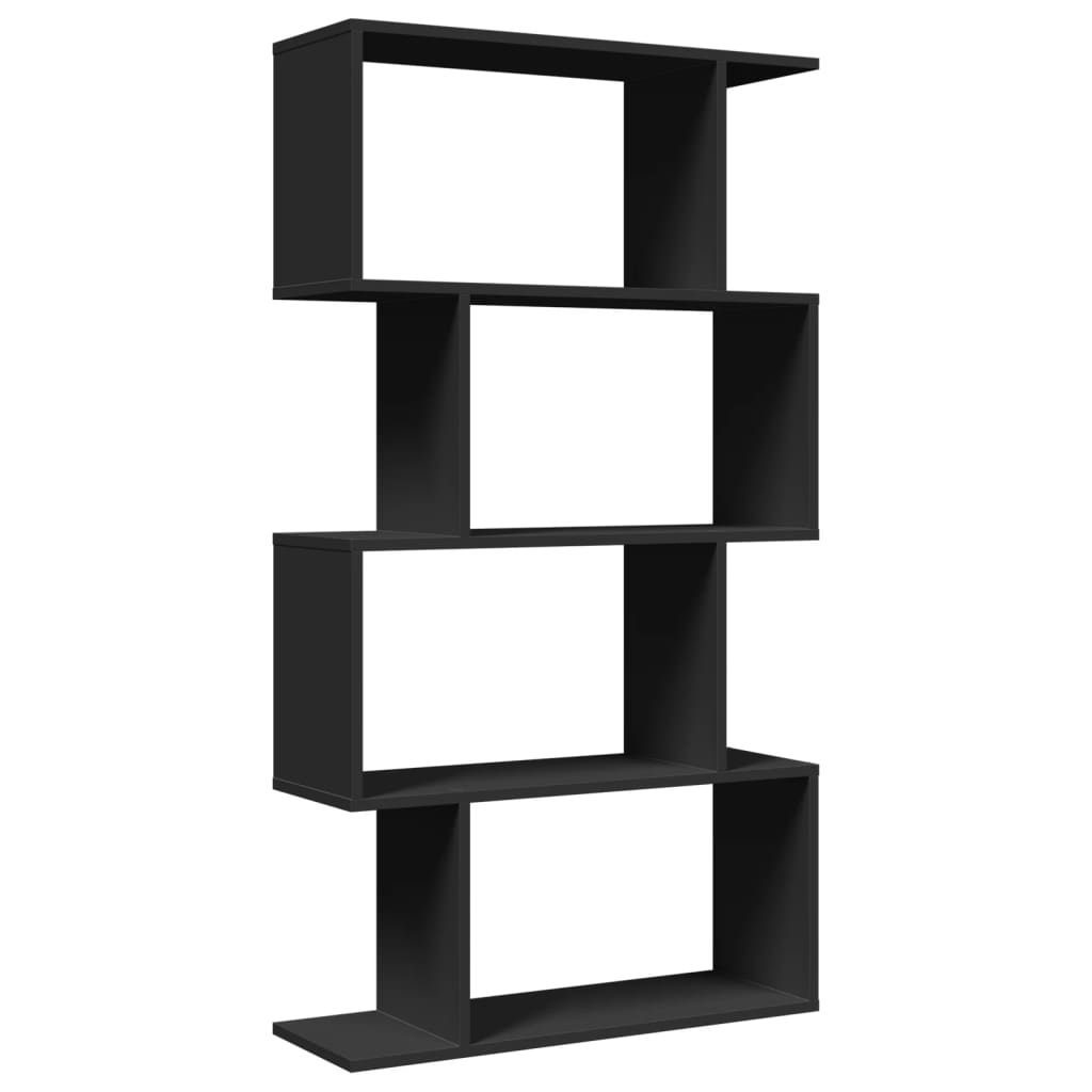 Étagère séparatrice de pièce à 4 niveaux noir 70x24x129 cm