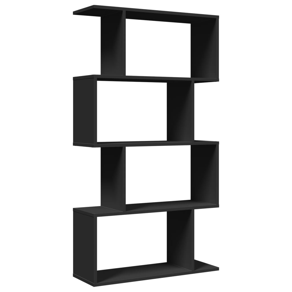 Étagère séparatrice de pièce à 4 niveaux noir 70x24x129 cm