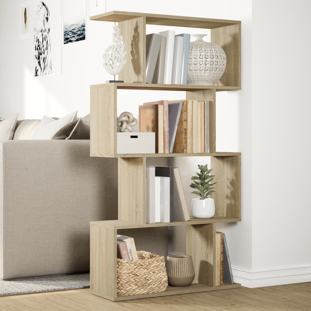 Étagère séparatrice de pièce 4 niveaux chêne sonoma 70x24x129cm