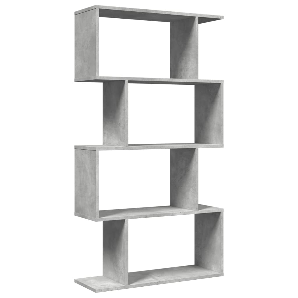 Étagère séparatrice de pièce à 4 niveaux gris béton 70x24x129cm