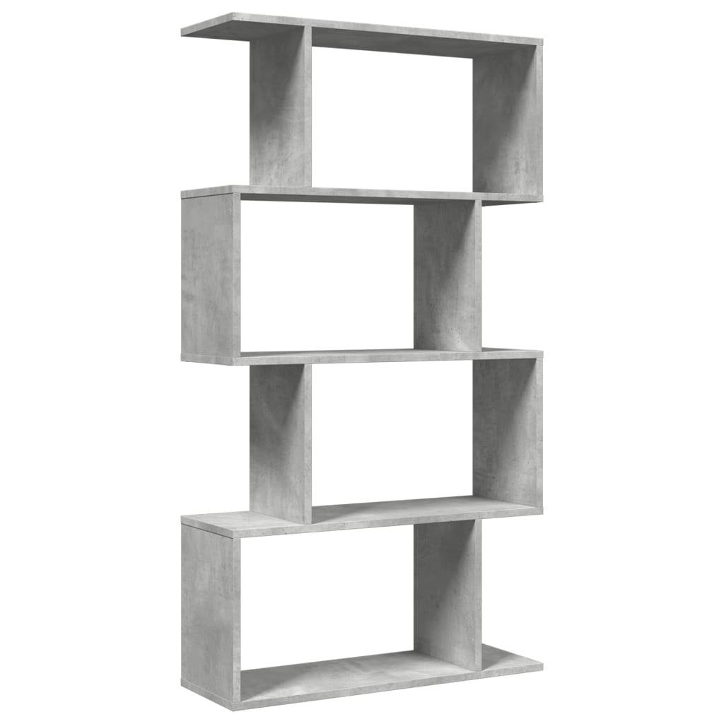 Étagère séparatrice de pièce à 4 niveaux gris béton 70x24x129cm