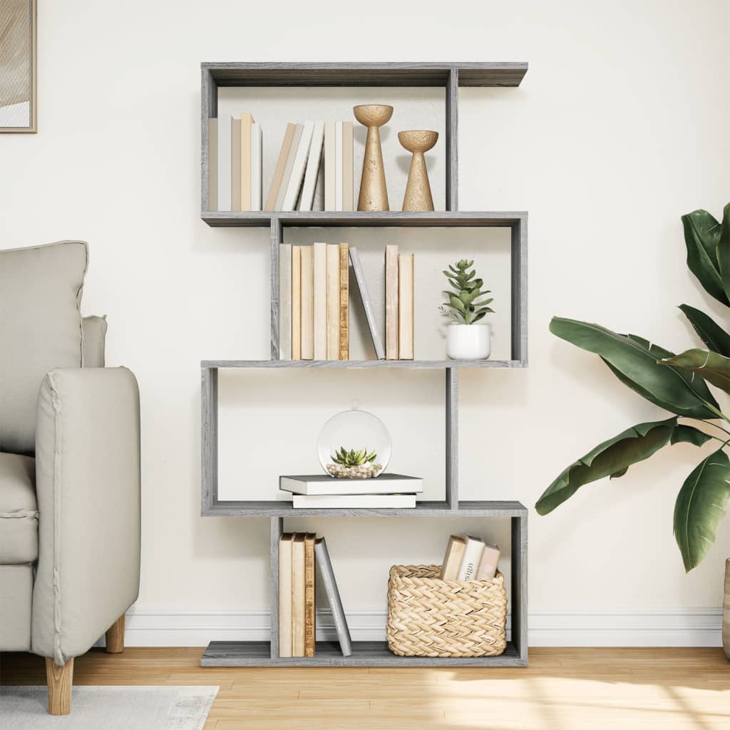 Étagère séparatrice de pièce 4 niveaux sonoma gris 70x24x129 cm