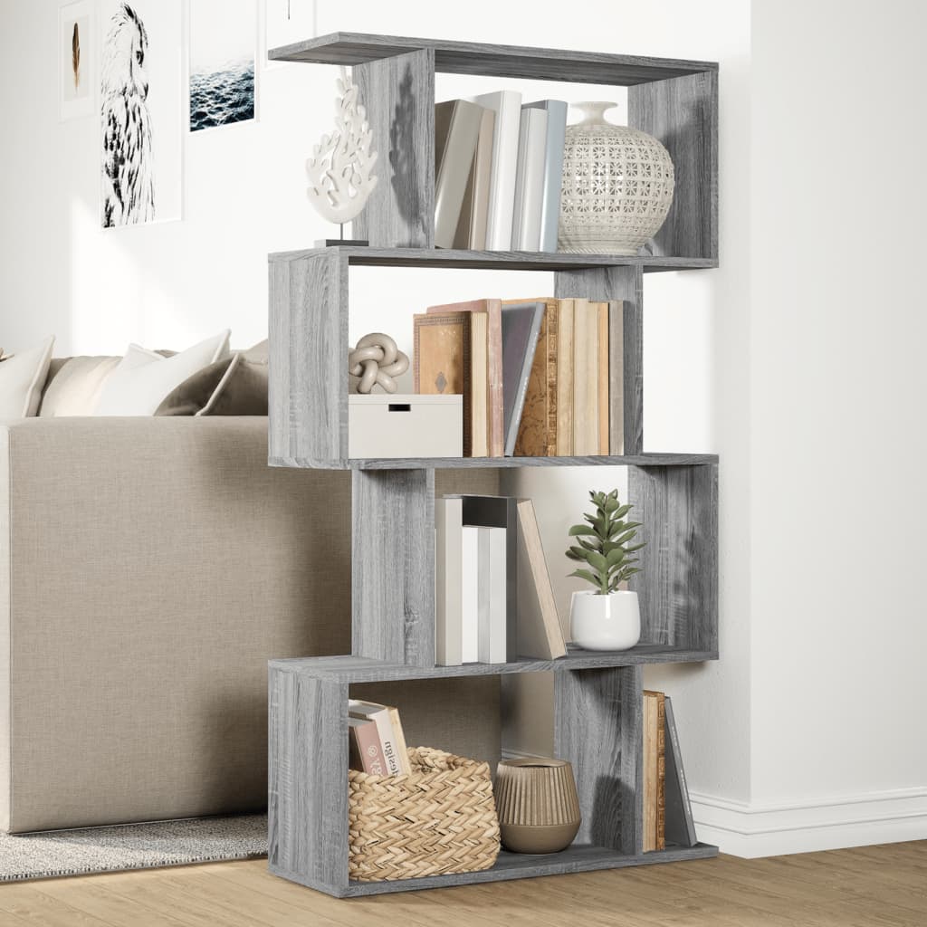 Étagère séparatrice de pièce 4 niveaux sonoma gris 70x24x129 cm