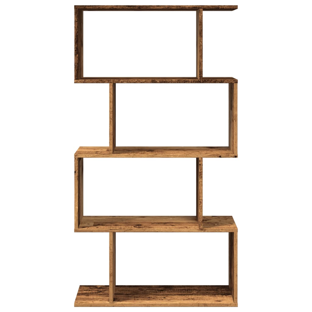 Étagère séparatrice de pièce à 4 niveaux vieux bois 70x24x129cm