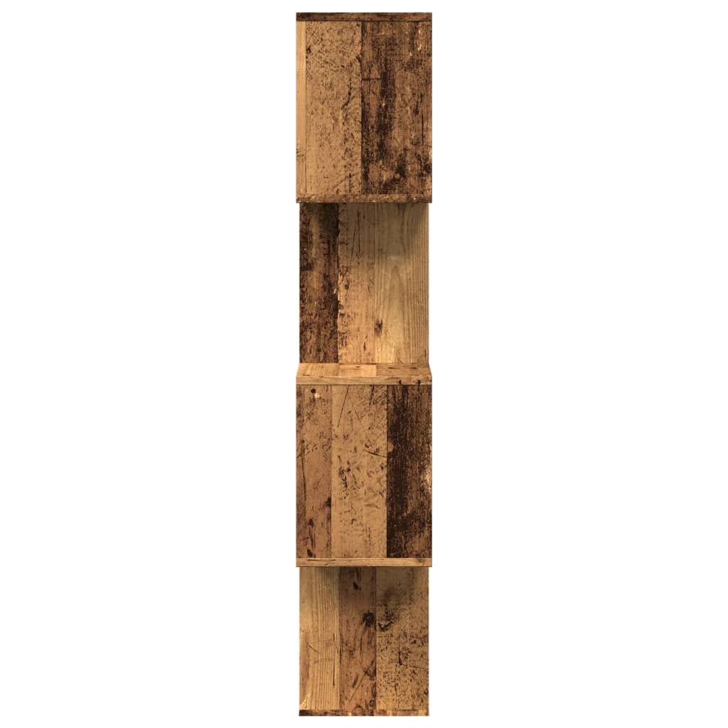 Étagère séparatrice de pièce à 4 niveaux vieux bois 70x24x129cm