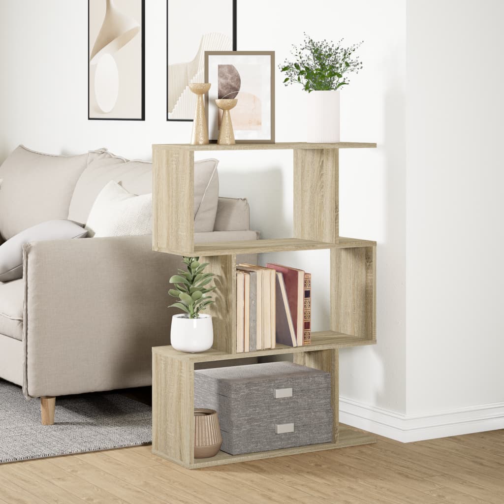 Étagère séparatrice de pièce 3 niveaux chêne sonoma 70x24x97 cm