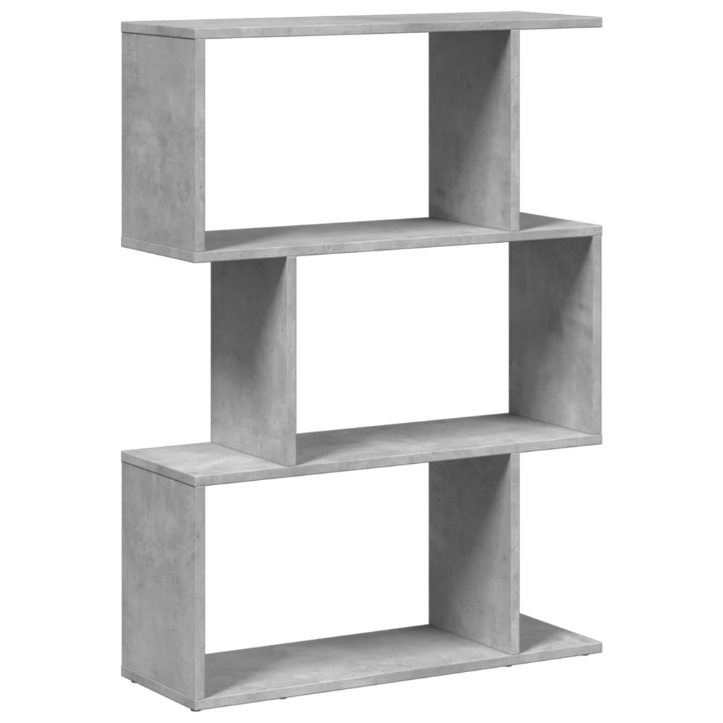 Étagère séparatrice de pièce à 3 niveaux gris béton 70x24x97 cm