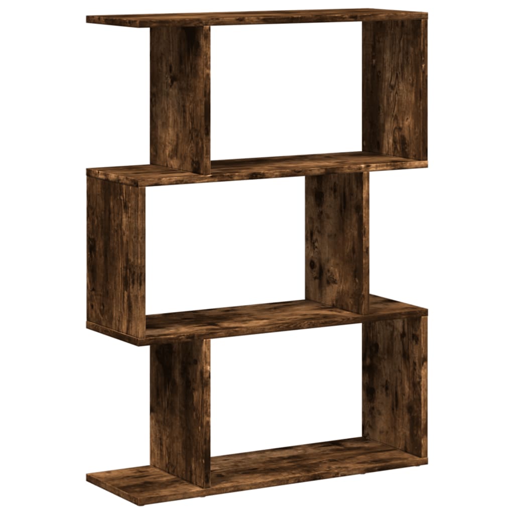 Étagère séparatrice de pièce à 3 niveaux chêne fumé 70x24x97 cm