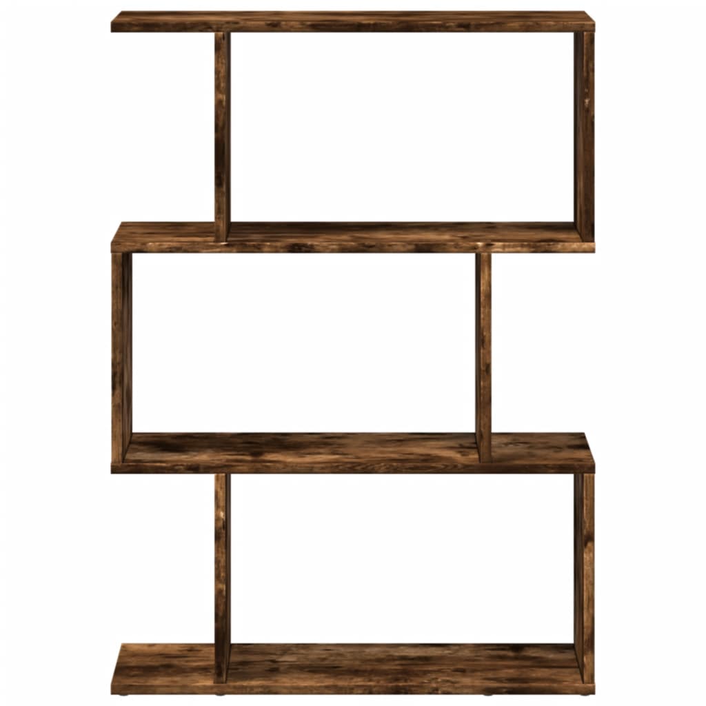 Étagère séparatrice de pièce à 3 niveaux chêne fumé 70x24x97 cm