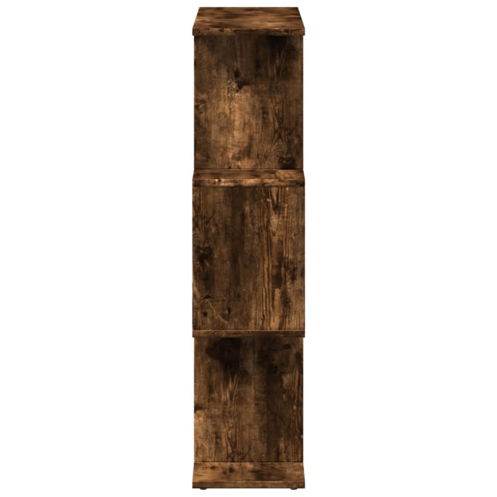 Étagère séparatrice de pièce à 3 niveaux chêne fumé 70x24x97 cm