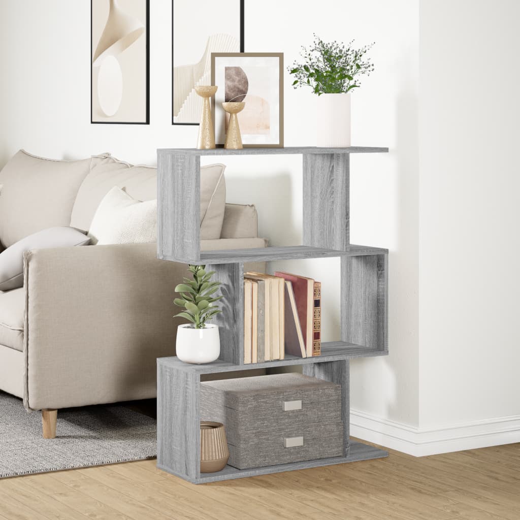 Étagère séparatrice de pièce à 3 niveaux sonoma gris 70x24x97cm