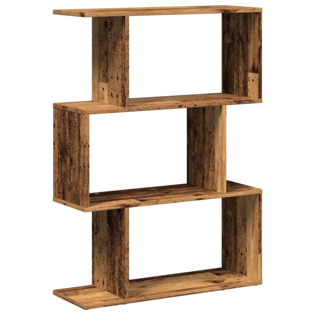 Étagère séparatrice de pièce à 3 niveaux vieux bois 70x24x97 cm