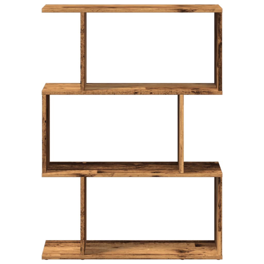 Étagère séparatrice de pièce à 3 niveaux vieux bois 70x24x97 cm