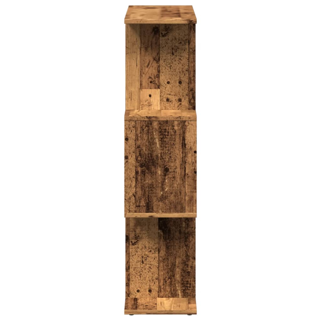 Étagère séparatrice de pièce à 3 niveaux vieux bois 70x24x97 cm