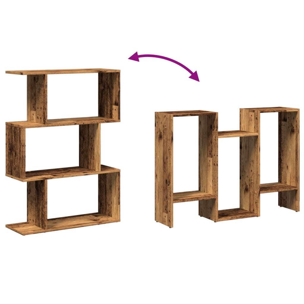 Étagère séparatrice de pièce à 3 niveaux vieux bois 70x24x97 cm