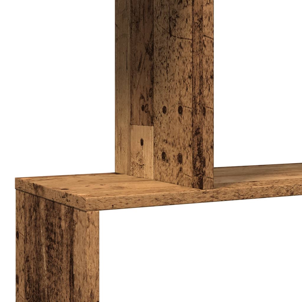 Étagère séparatrice de pièce à 3 niveaux vieux bois 70x24x97 cm