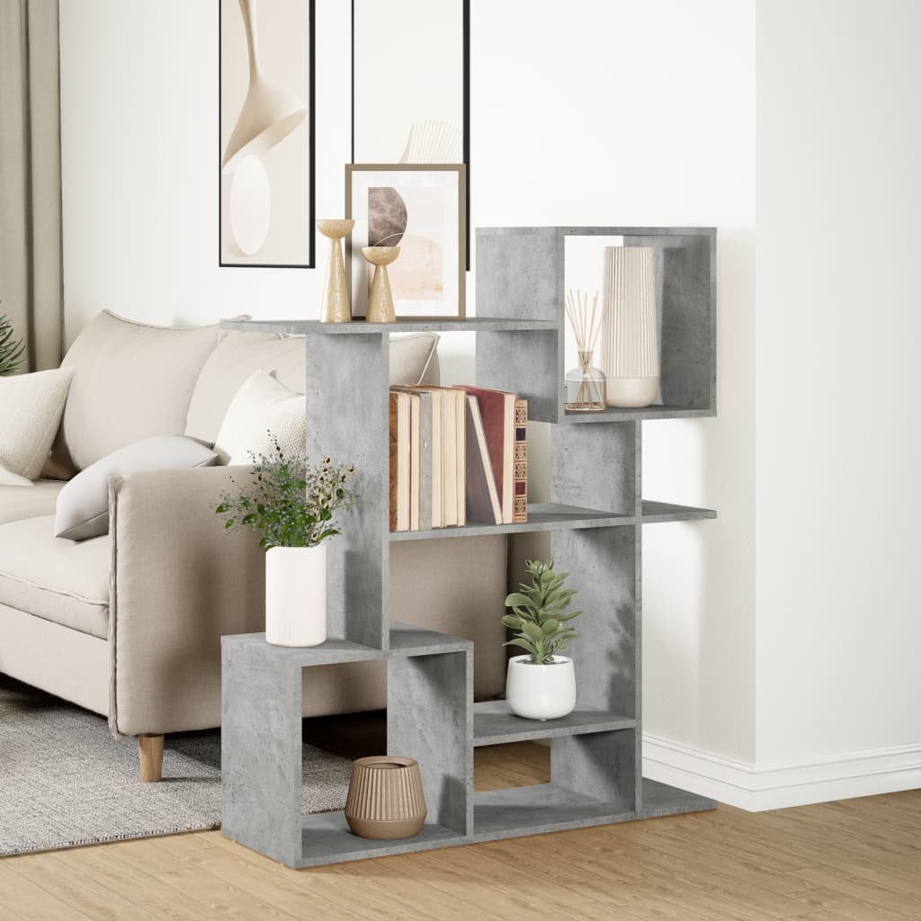 Étagère séparatrice de pièce gris béton 92x29x112 cm