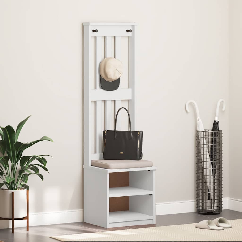 Portemanteau SANDNES blanc 45x40x159,5 cm bois massif pin