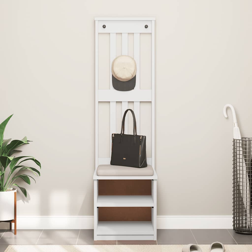 Portemanteau SANDNES blanc 45x40x159,5 cm bois massif pin