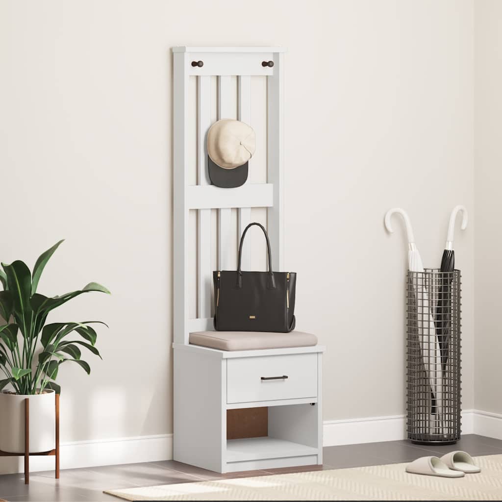 Portemanteau SANDNES blanc 45x40x159,5 cm bois massif pin
