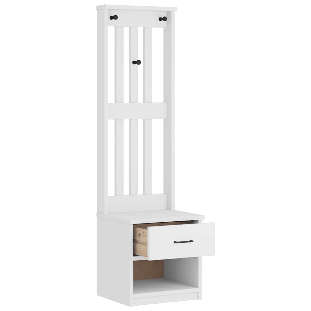 Portemanteau SANDNES blanc 45x40x159,5 cm bois massif pin