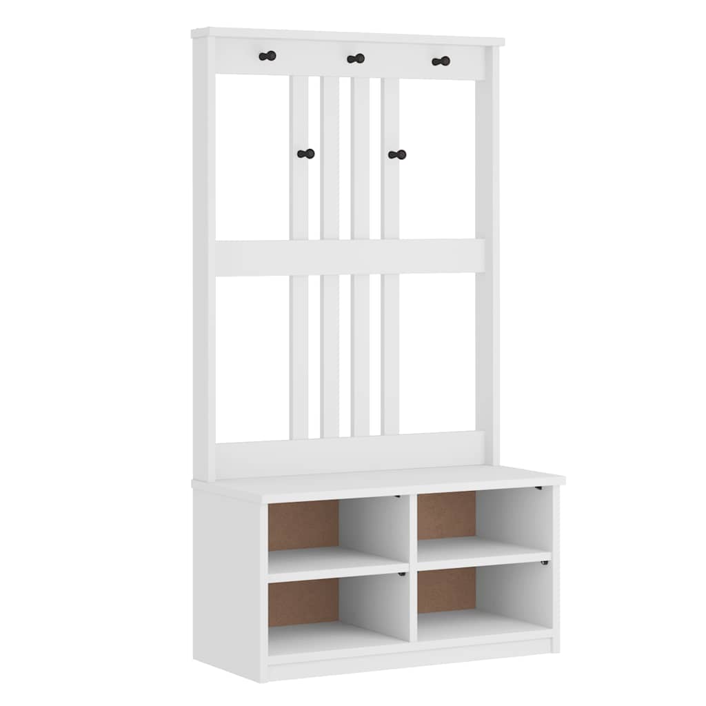 Portemanteau SANDNES blanc 87x40x159,5 cm bois massif pin