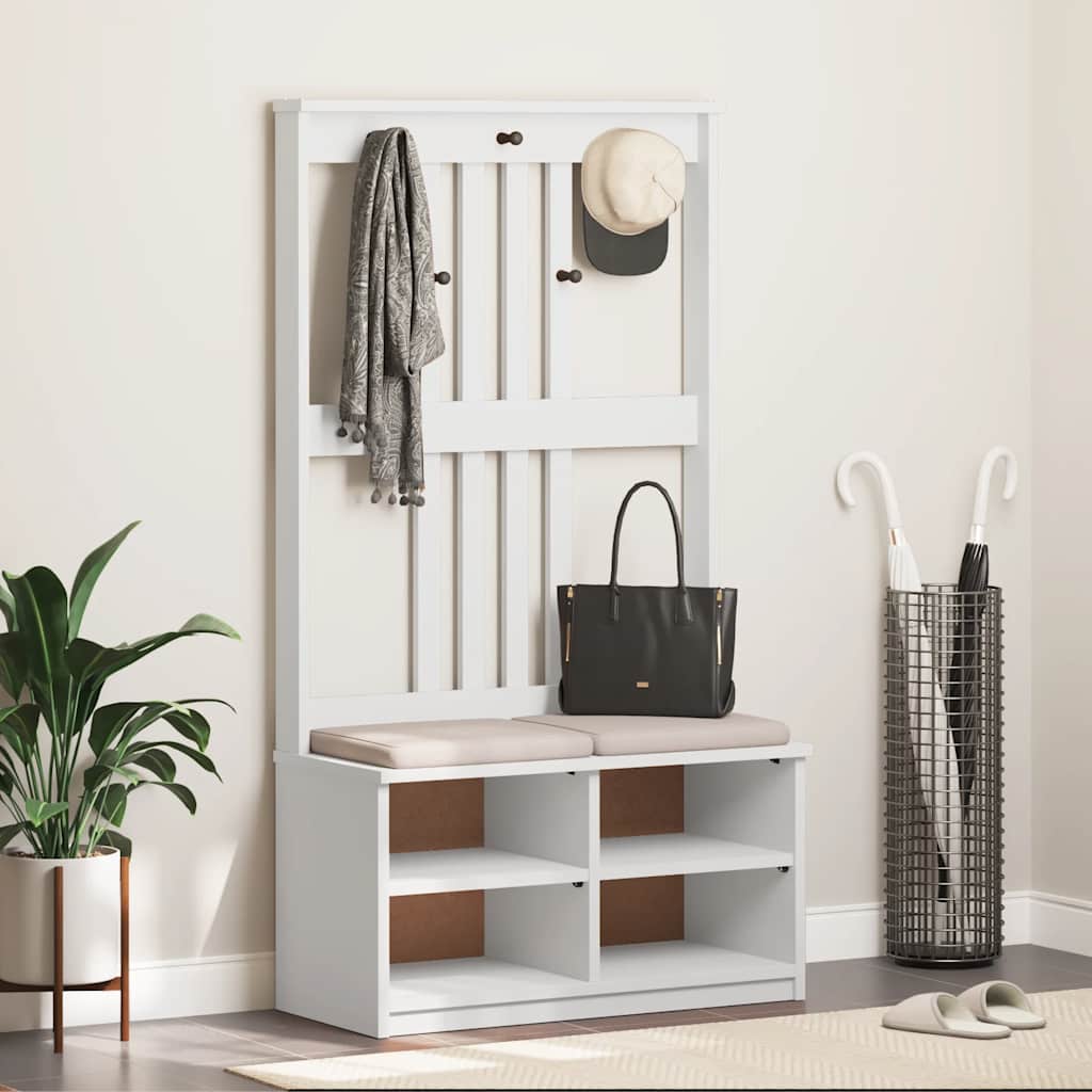 Portemanteau SANDNES blanc 87x40x159,5 cm bois massif pin
