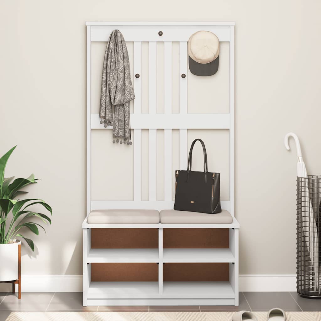 Portemanteau SANDNES blanc 87x40x159,5 cm bois massif pin