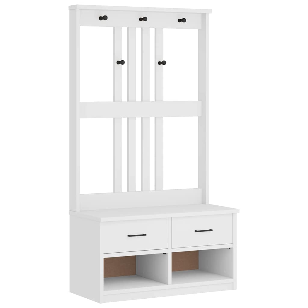 Portemanteau SANDNES blanc 87x40x159,5 cm bois massif pin