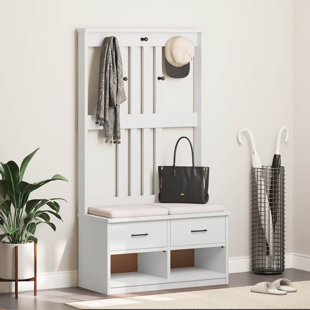 Portemanteau SANDNES blanc 87x40x159,5 cm bois massif pin