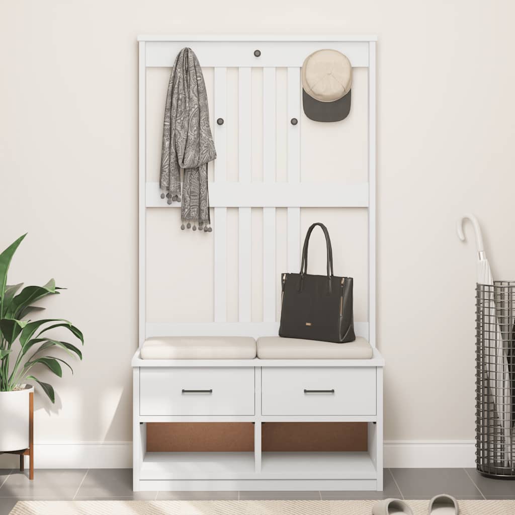 Portemanteau SANDNES blanc 87x40x159,5 cm bois massif pin