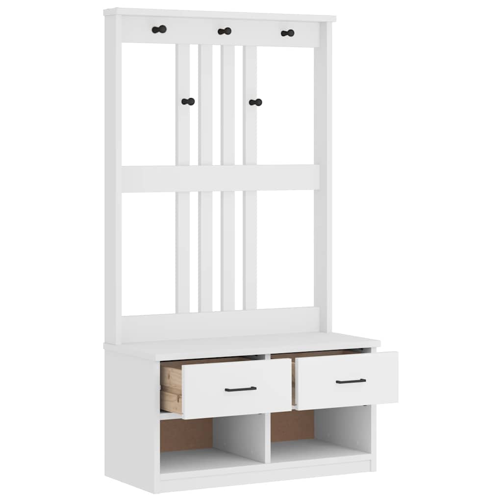 Portemanteau SANDNES blanc 87x40x159,5 cm bois massif pin