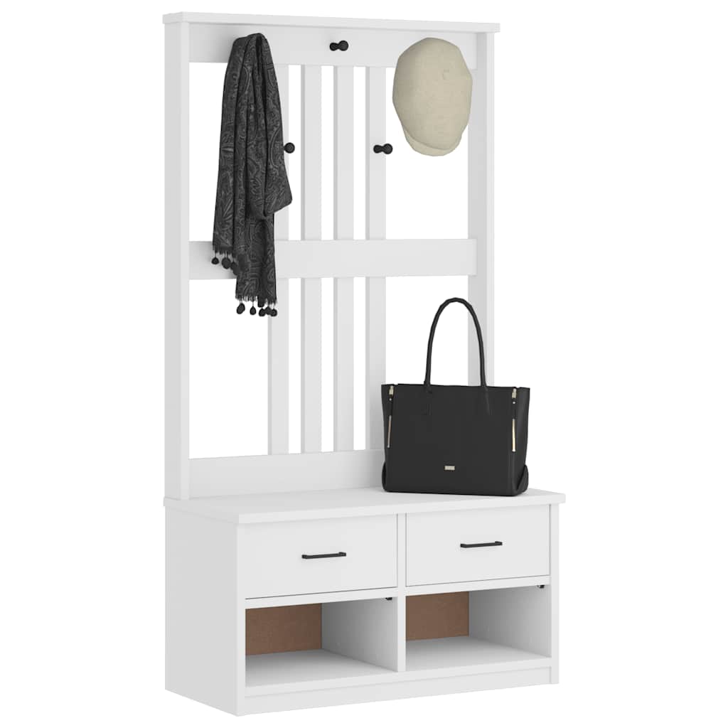 Portemanteau SANDNES blanc 87x40x159,5 cm bois massif pin