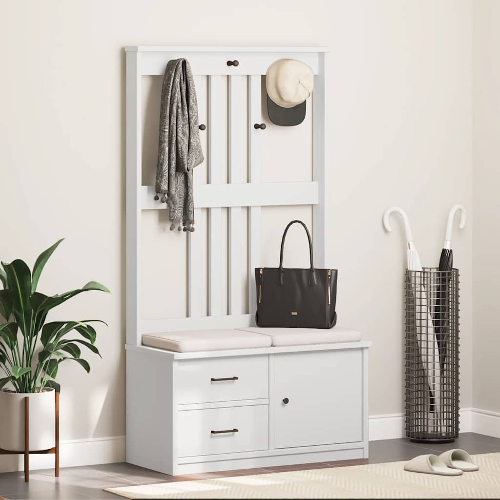 Portemanteau SANDNES blanc 87x40x159,5 cm bois massif pin