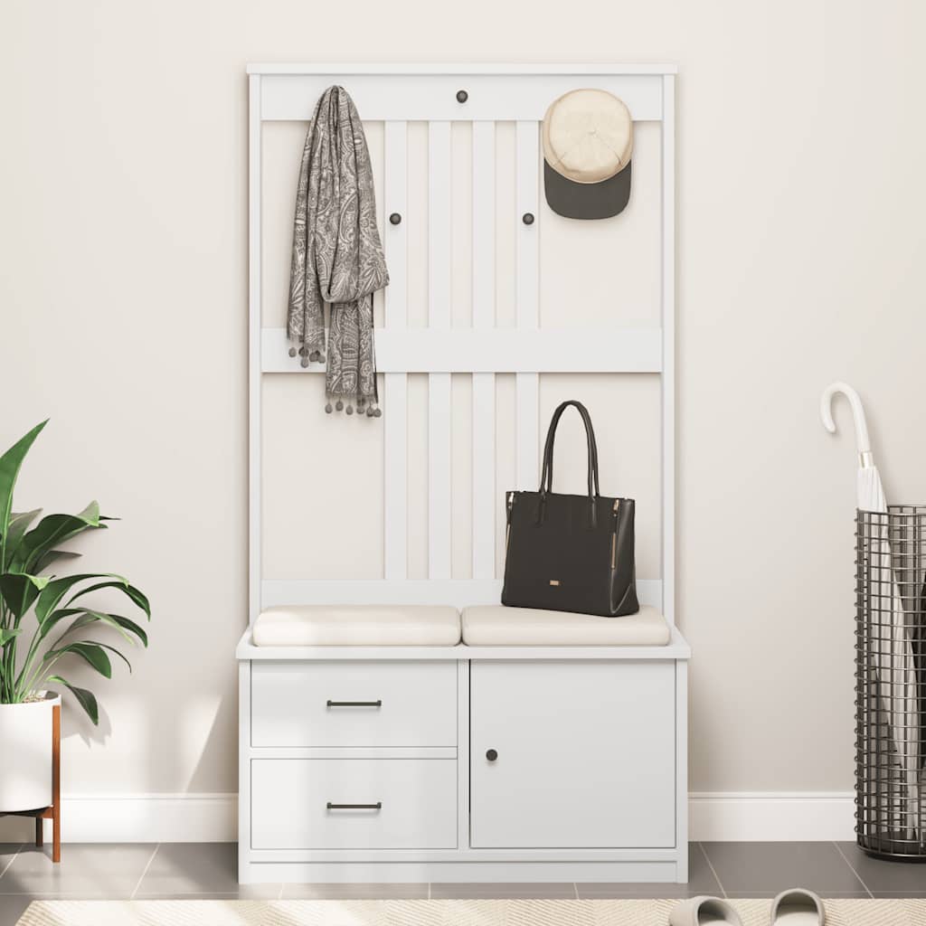 Portemanteau SANDNES blanc 87x40x159,5 cm bois massif pin