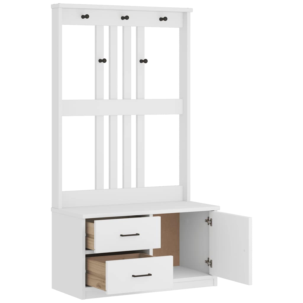 Portemanteau SANDNES blanc 87x40x159,5 cm bois massif pin