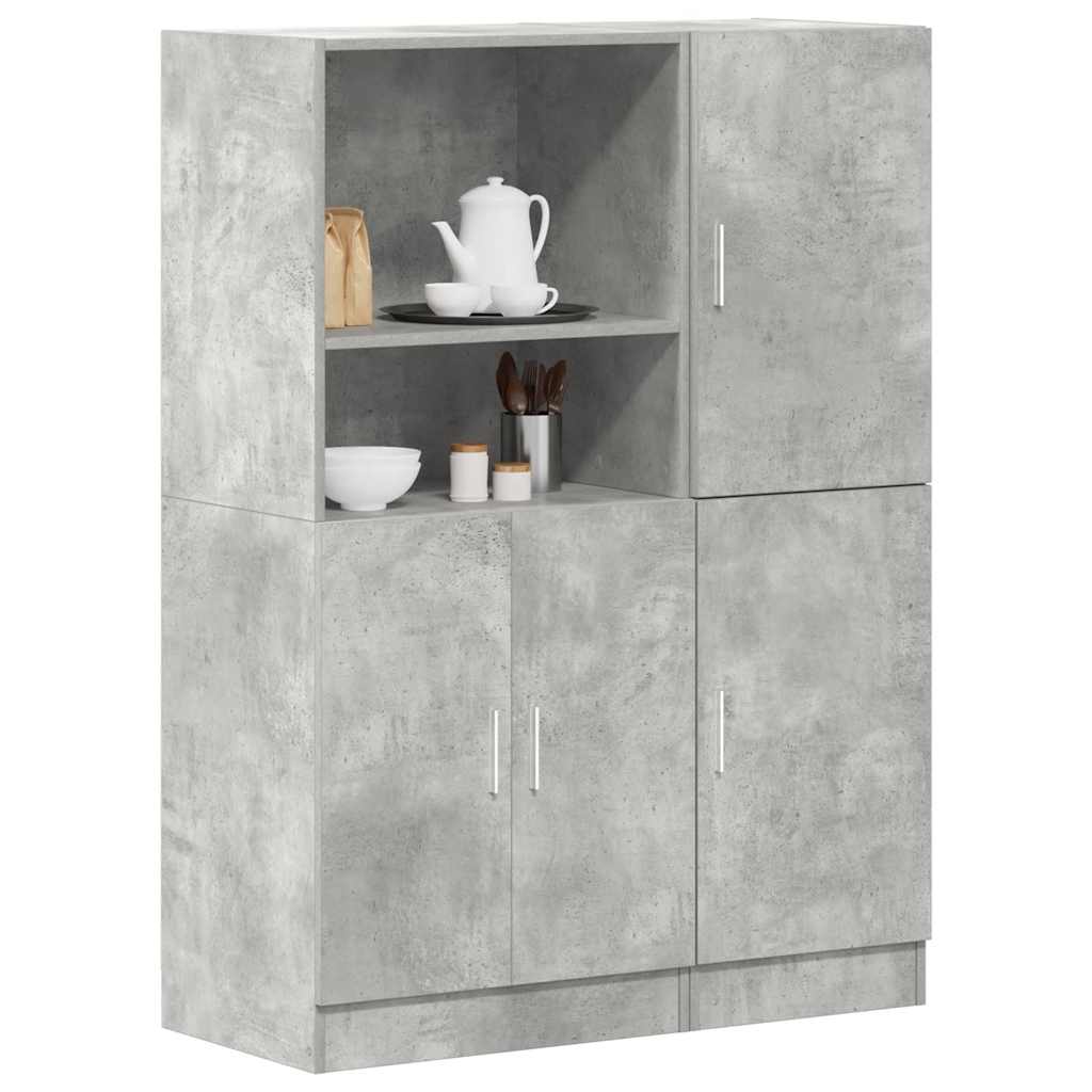 Ensemble d'armoires de cuisine 2 pcs gris béton bois ingénierie