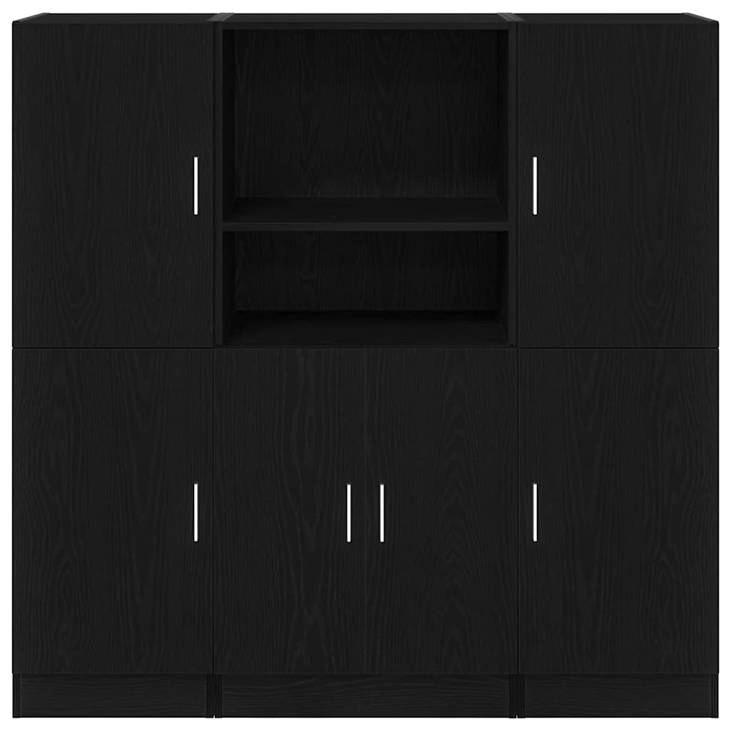 Ensemble d'armoires de cuisine 3 pcs noir bois d'ingénierie