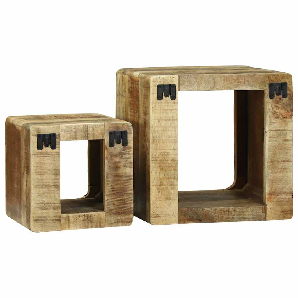 Meuble TV 2 pcs Marron Bois de manguier brut massif