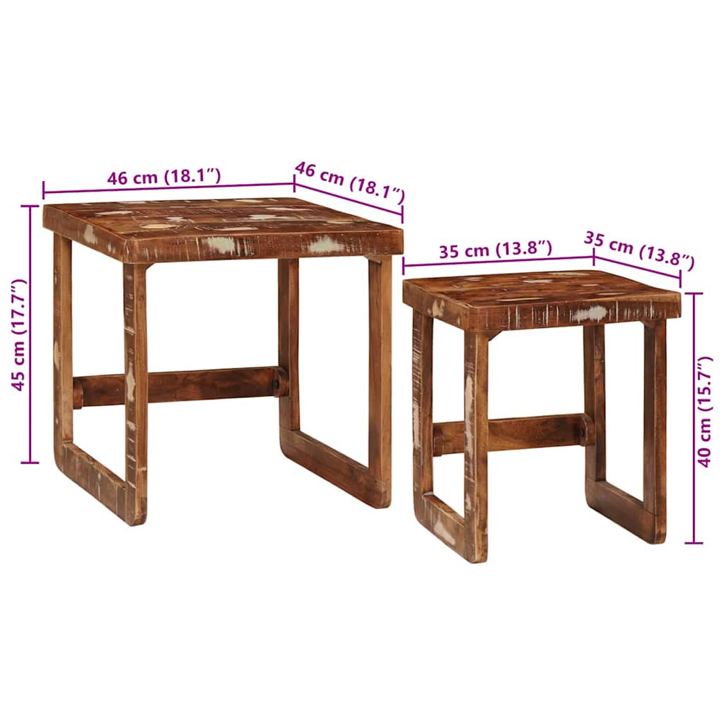 Tables d'appoint Multicolore bois de récupération massif